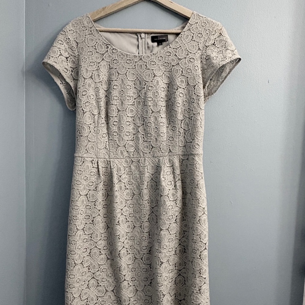 The Limited Lace Mini Dress in Light Gray